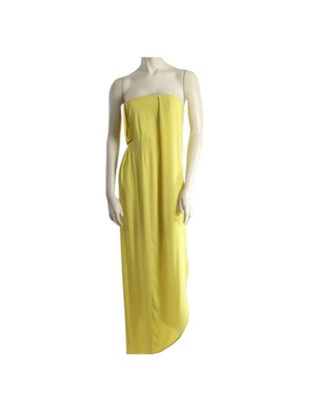 BCBGMaxAzria Strapless Asymmetrical Yellow Gown